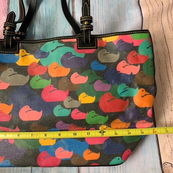 DOONEY & BOURKE Vintage Y2K βWonder Duckβ Multicolor Duck Print Rainbow Tote - Picture 12 of 14